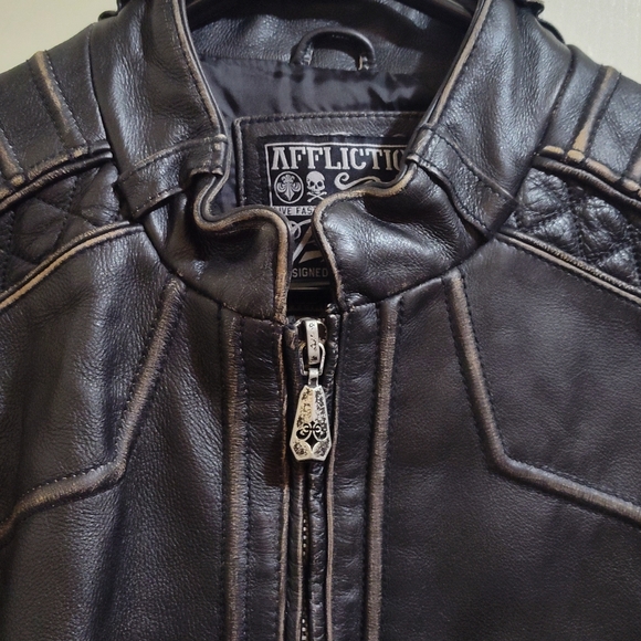Affliction Means Leather Jacket Size XLARGE - Picture 11 of 15